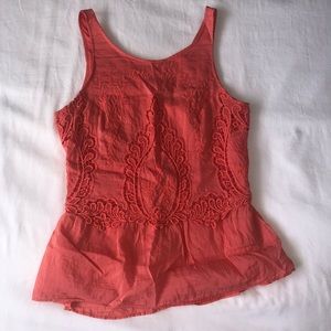 Coral Lace Peplum Top